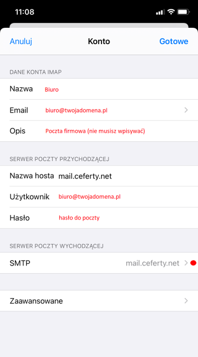 Konfiguracja poczty na telefonie iPhone - obrazek 7