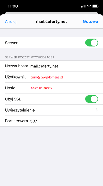 Konfiguracja poczty na telefonie iPhone - obrazek 9